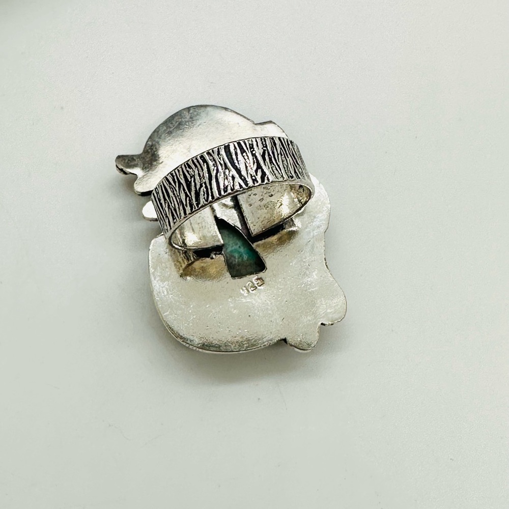 Statement Silver Green Stone Rhinestone Ring - image 5